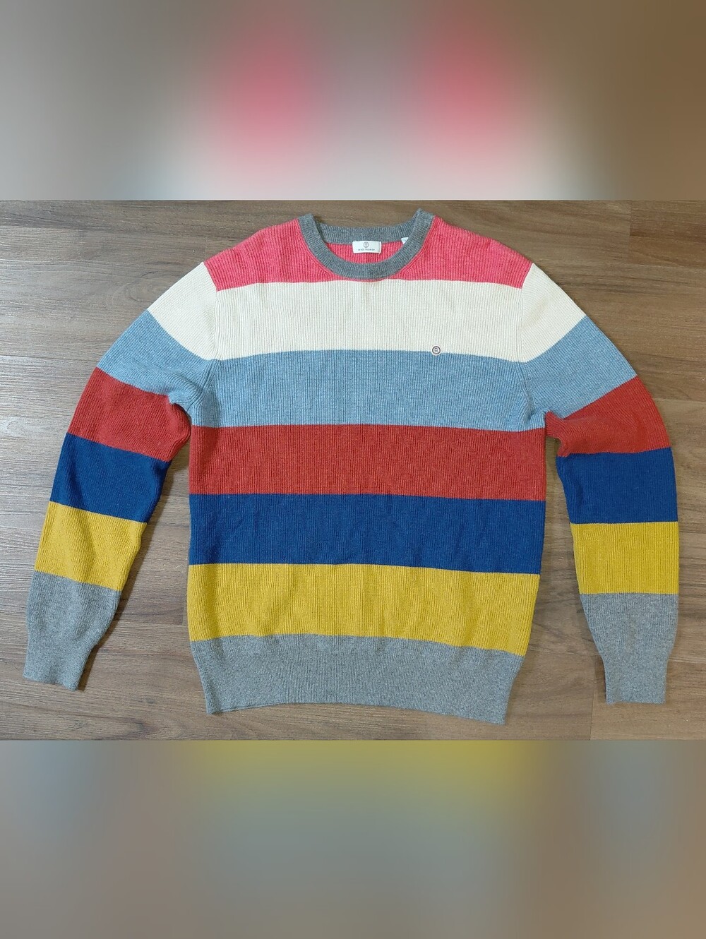 Serge Blanco Men's Multicolor Striped Pullover Knit Crewneck Sweater Shirt Top L